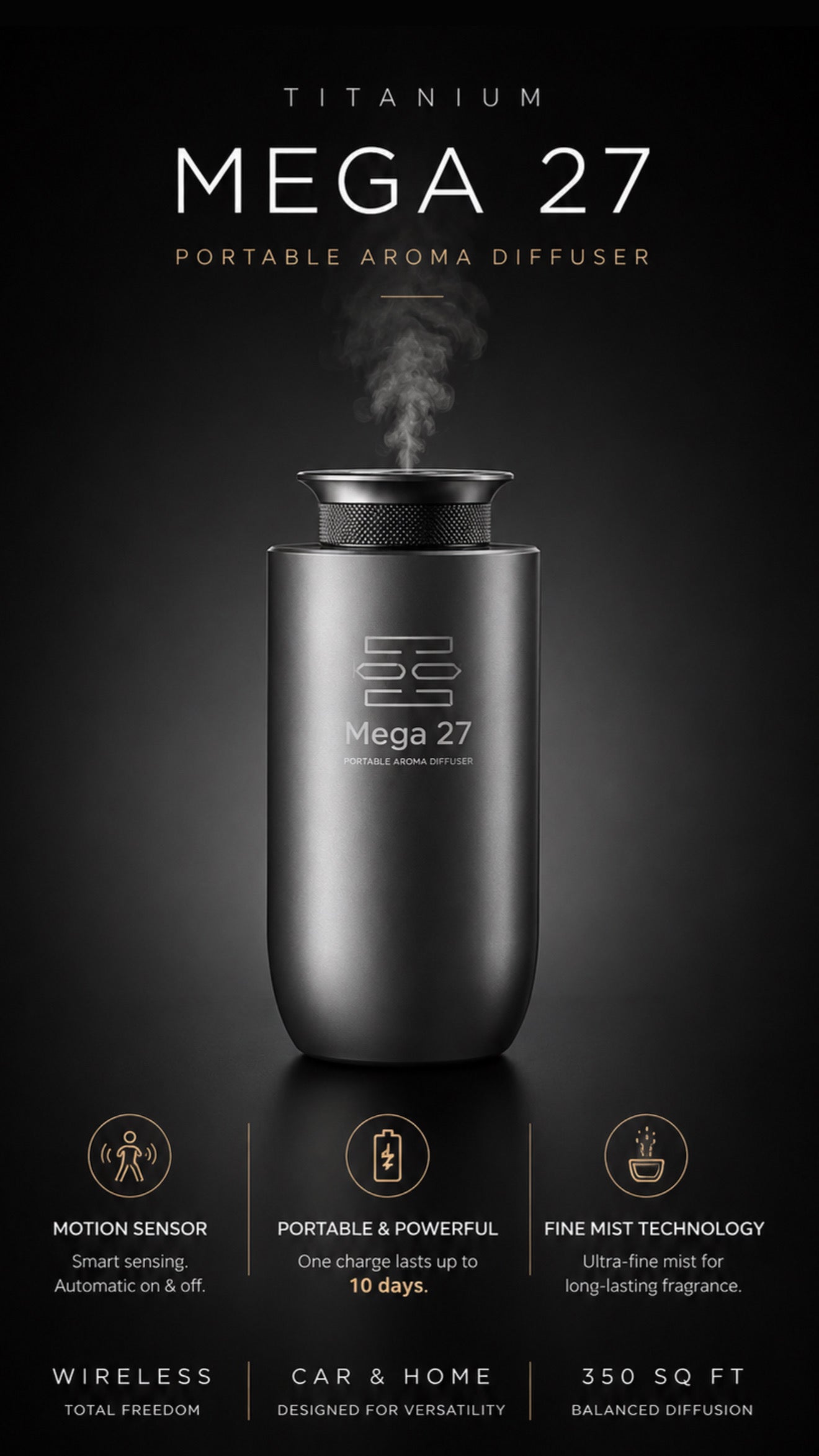 Mega 27 / Wireless Aroma Diffuser ( titanium )