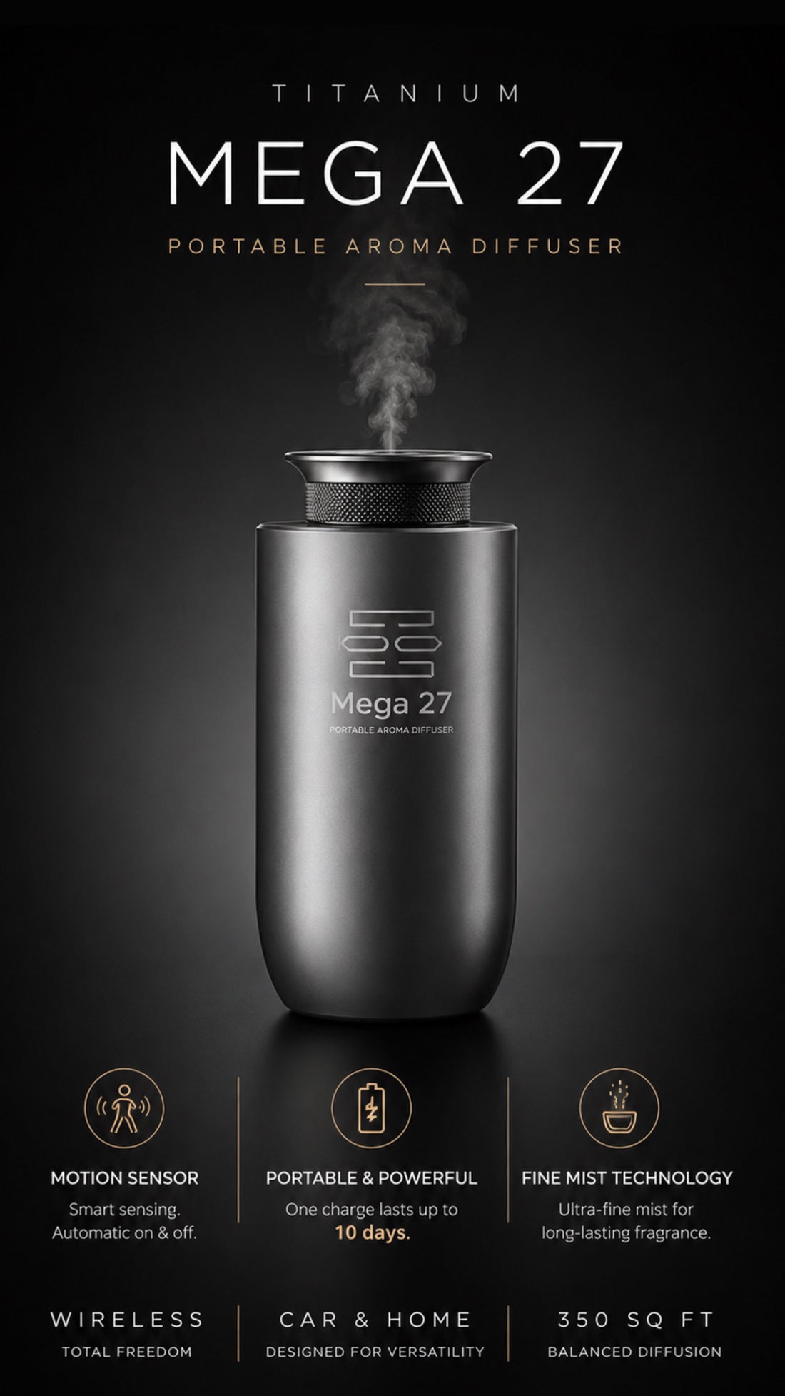 Mega 27 / Wireless Aroma Diffuser ( titanium )