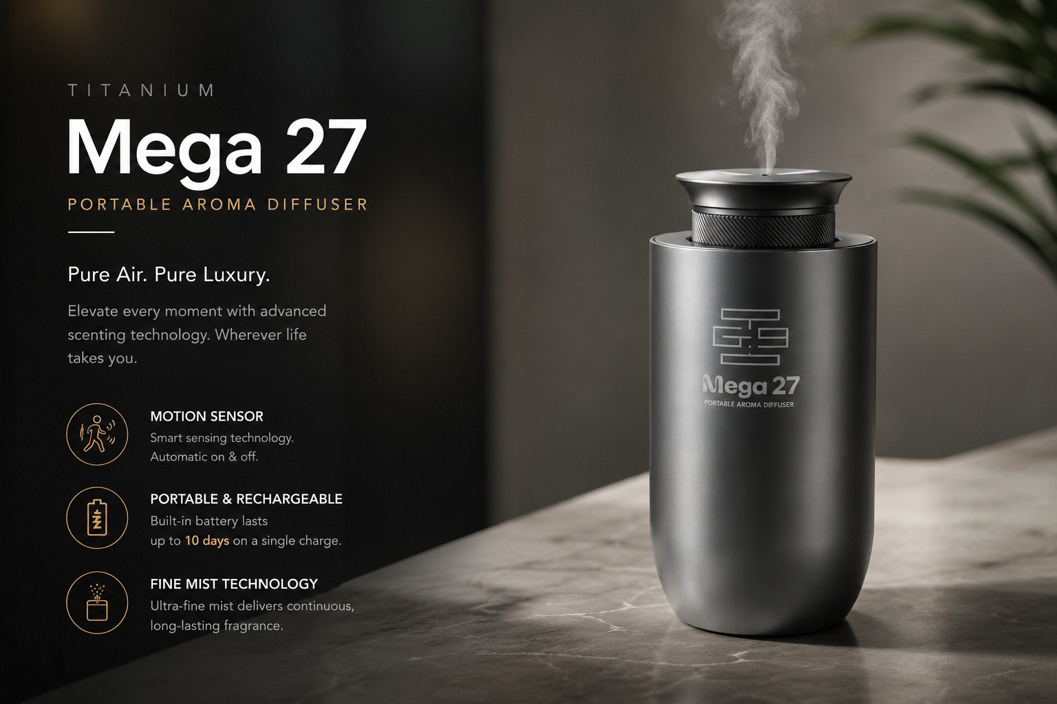 Mega 27 / Wireless Aroma Diffuser ( titanium )