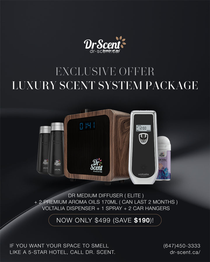 Dr Medium Diffuser Bundle with aroma oils, Voltalia dispenser, spray and car hangers