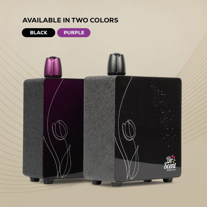 Eco Tulip aroma oil diffuser in black and purple