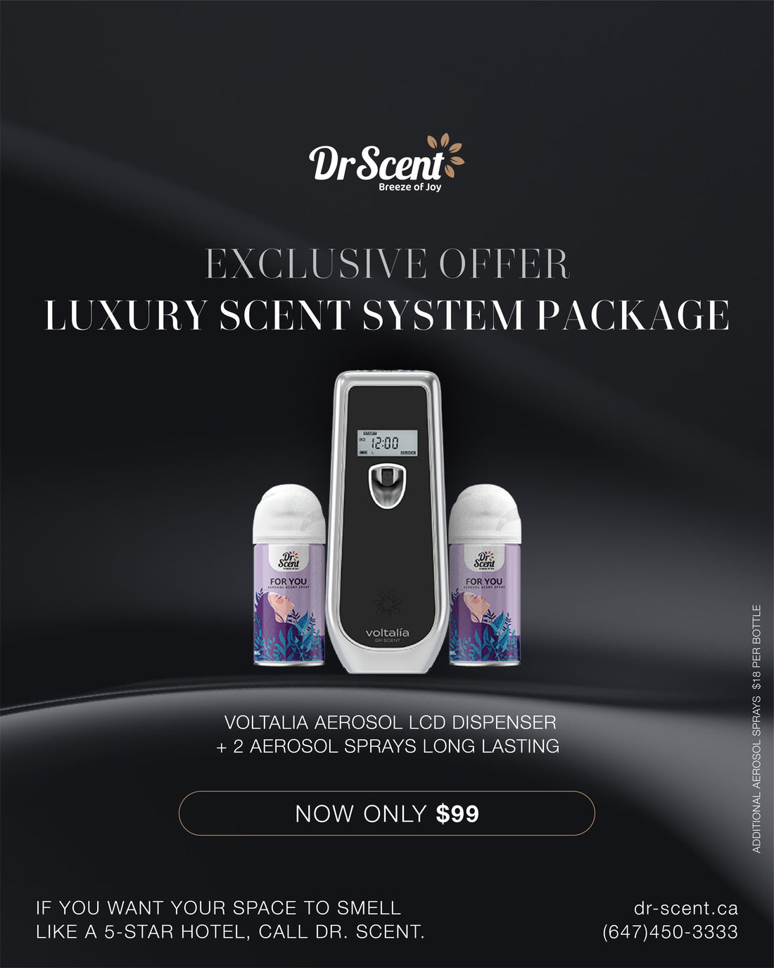 Voltalia aerosol LCD air freshener dispenser bundle with 2 aerosol sprays